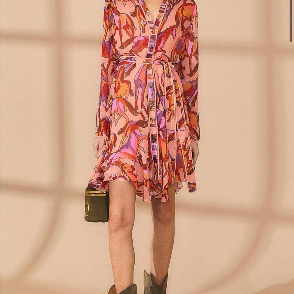 Farm Rio rose wild horses midi dress